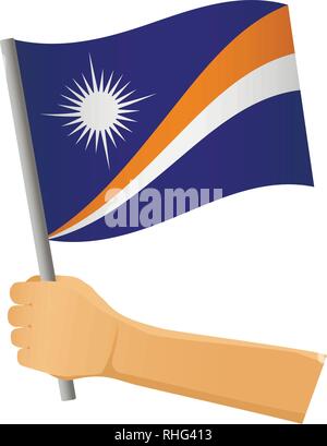 Marshall Inseln Flagge in der Hand. Patriotischen Hintergrund. Nationalflagge von Marshall Inseln Vector Illustration Stock Vektor