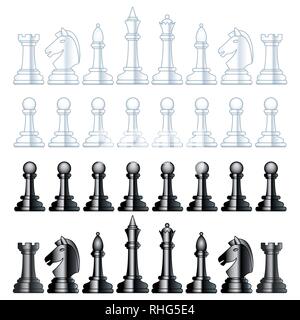Illustration der abstrakten Schach schwarze und weiße Stück Stock Vektor