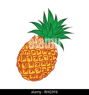 Abbildung: frische Früchte Ananas, solated auf weißem Hintergrund, frische, gesunde Lebensmittel, Bio natürliche Frucht. Vector Illustration. Stock Vektor