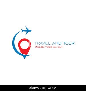 Reisen und Tour-Logo, mit dem Flugzeug Symbol. Stock Vektor