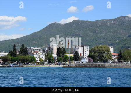 Ohrid Stadt Port. Altstadt in der Nähe von Ohrid See Küste. Mazedonien. Stockfoto