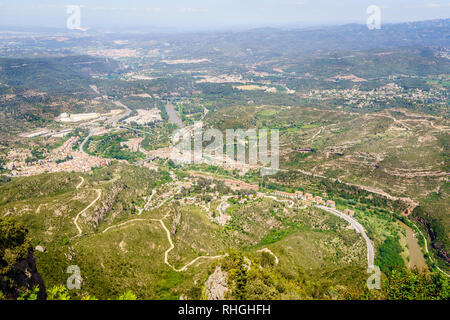 Malerische Aussicht vom Berg Montserrat in Katalonien, Spanien Stockfoto