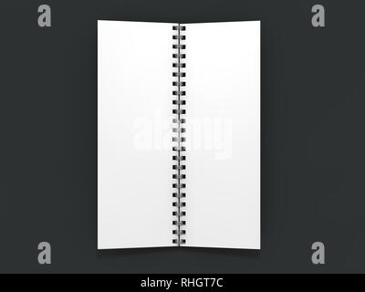 Leer notebook auf dunklem Hintergrund. 3D-Rendering Stockfoto