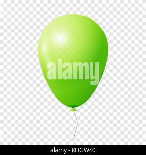 Realistische hellgrün Luftballon. Auf weißen transparenten Hintergrund isoliert. Vector Illustration, eps 10. Stock Vektor
