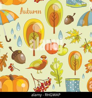 Herbst - Symbol und Objekte einstellen des Blattes, Mutter, Kürbis, Weizen, Nelken, Haselnuss, Walnuss, Acorn. Vektor graviert Objekte. Detaillierte botanische illustr Stock Vektor