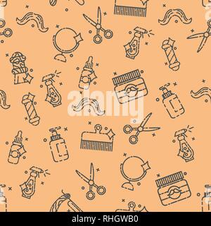 Muster der Vektor Friseur Elemente und Rasieren Shop Symbole Abbildung, moderne Thin Line Abbildung Stock Vektor