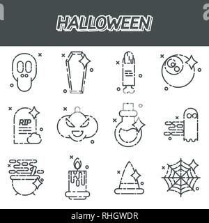 Halloween Symbole gesetzt. Flache design Vector Illustration. Stock Vektor