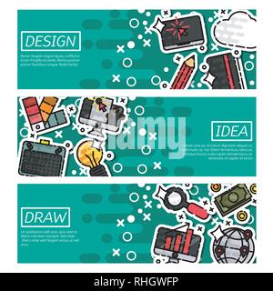 Horizontale Banner über Design. Vector Illustration, EPS 10. Stock Vektor