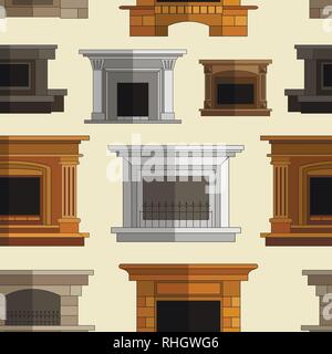 Der Vektor Kamin Symbole und Kamin Design Pattern. Vector Illustration, EPS 10. Stock Vektor