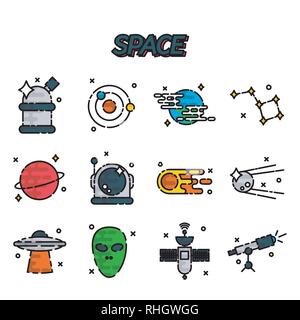 Platz flachbild Symbole gesetzt. Vector Illustration, EPS 10. Stock Vektor