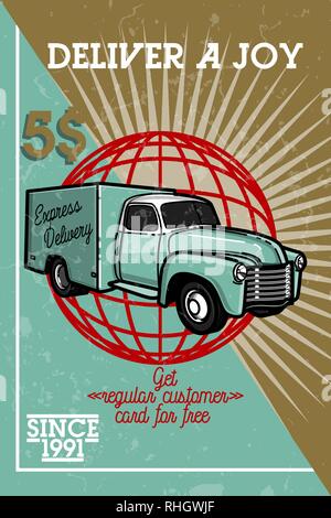 Farbe vintage Express Lieferung Banner. Vector Illustration, EPS 10. Stock Vektor