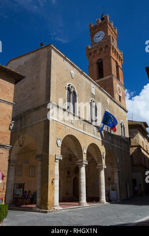 Rathaus von Pienza, Toskana, Italien Stockfoto