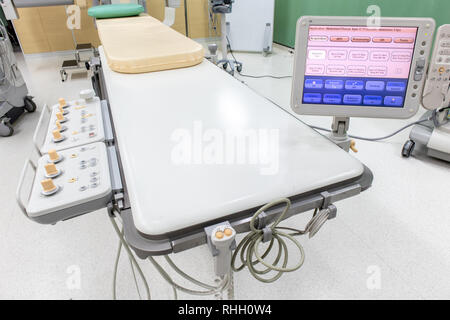 Digitale Subtraktionsangiographie, DSA-lab, Bedienfeld große C-Arm angiograph, Operationssaal mit X-ray Medizintechnik im Krankenhaus. Stockfoto