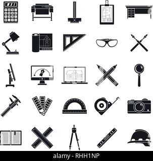 Architekt Werkzeug Symbole gesetzt. Einfacher Satz von Architekt Werkzeug Vector Icons für Web Design auf weißem Hintergrund Stock Vektor