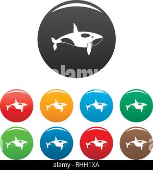 Orca Icons Set 9 Farbe Vektor isoliert auf Weiss für jedes Design Stock Vektor