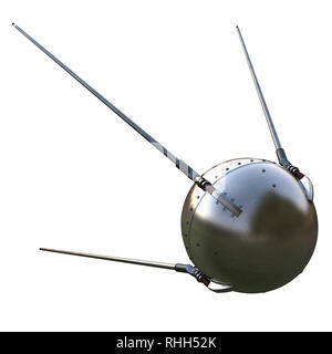 Satelliten auf isolierten weißen Hintergrund. 3D-Darstellung Stockfoto