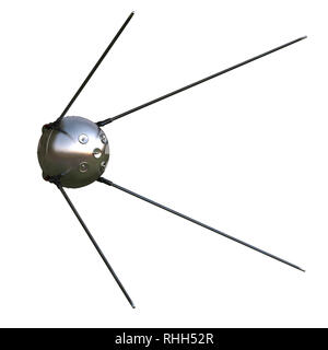 Satelliten auf isolierten weißen Hintergrund. 3D-Darstellung Stockfoto