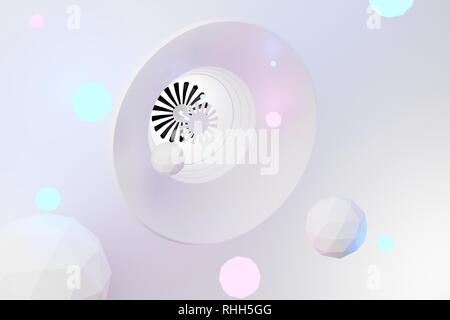 Digitale Lampe mit fließenden Formen, 3D-Rendering Modell Stockfoto