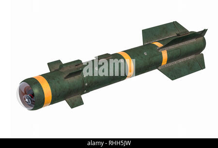 Air-Combat Rakete, 3D-Rendering auf weißem Hintergrund Stockfoto