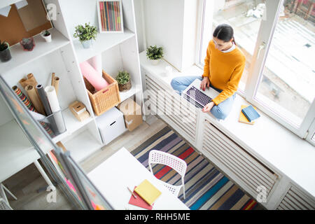 Frau Suche im Net Stockfoto