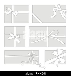 Reihe von schönen Karten mit Geschenk Bögen mit Bändern. Vector Illustration, EPS 10. Stock Vektor
