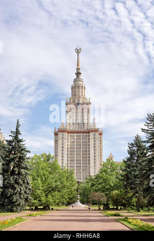 Moskau, Russland - 20. August 2018: Das Hauptgebäude der Moskauer Universität Stockfoto