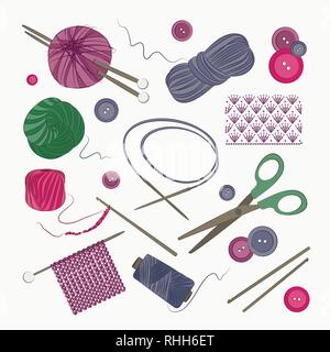 Stricken und Häkeln. Vector Illustration, EPS 10. Stock Vektor