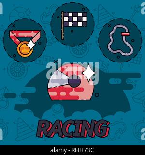 Racing flachbild Konzept Symbole. Vector Illustration, EPS 10. Stock Vektor