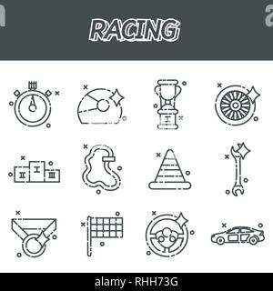 Racing flachbild Konzept Symbole. Vector Illustration, EPS 10. Stock Vektor