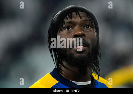 Allianz Stadion, Turin, Italien. 2 Feb, 2019. Serie A Fussball, Juventus gegen Parma; Gervinho von Parma Credit: Aktion plus Sport/Alamy leben Nachrichten Stockfoto