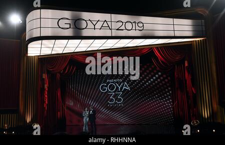 Sevilla, Spanien. 2. Feb 2019. Gala der Etagen 33 jährliche Goya Filmpreis in Sevilla, am Samstag, den 2. Februar, 2019. Credit: CORDON PRESSE/Alamy leben Nachrichten Stockfoto