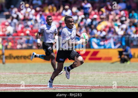 Sydney, Australien. 3. Feb 2019. Fidschi auf dem Angriff während des 2019 HSBC Sydney 7s im Sydney Olympic Park, Sydney, Australien, am 3. Februar 2019. Foto von Peter Dovgan. Credit: UK Sport Pics Ltd/Alamy leben Nachrichten Stockfoto