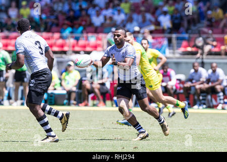 Sydney, Australien. 3. Feb 2019. Fidschi auf dem Angriff während des 2019 HSBC Sydney 7s im Sydney Olympic Park, Sydney, Australien, am 3. Februar 2019. Foto von Peter Dovgan. Credit: UK Sport Pics Ltd/Alamy leben Nachrichten Stockfoto