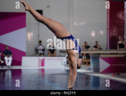 Plymouth, Großbritannien. 3. Feb 2019. Katherine Torrance - bei Frauen 3M Vorläufige kalt während British National Diving Cup 2019 in Plymouth Life Center am Sonntag, den 03. Februar 2019. PLYMOUTH ENGLAND. (Nur redaktionelle Nutzung, eine Lizenz für die gewerbliche Nutzung erforderlich. Keine Verwendung in Wetten, Spiele oder einer einzelnen Verein/Liga/player Publikationen.) Credit: Taka G Wu/Alamy News Credit: Taka Wu/Alamy leben Nachrichten Stockfoto