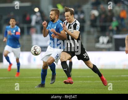 Sandhausen, Deutschland. 03 Feb, 2019. firo: 03.02.2019, Fußball, 2.Bundesliga, Saison 2018/2019, SV Sandhausen - VfL Bochum HINTERSEER versus KNIPPING | Verwendung der weltweiten Kredit: dpa/Alamy leben Nachrichten Stockfoto