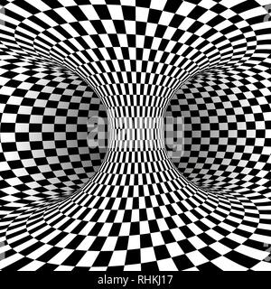 Schwarze und Weiße quadratische optische Täuschung. Abstrakte illusion Hintergrund. Vector Illustration Stock Vektor