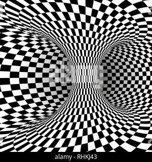 Schwarze und Weiße quadratische optische Täuschung. Abstrakt Schach illusion Hintergrund. Vector Illustration Stock Vektor