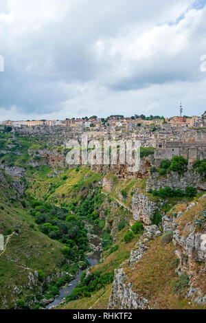 Gravina Schlucht und der murgia Plateau, Matera, Basilikata, Italien Stockfoto