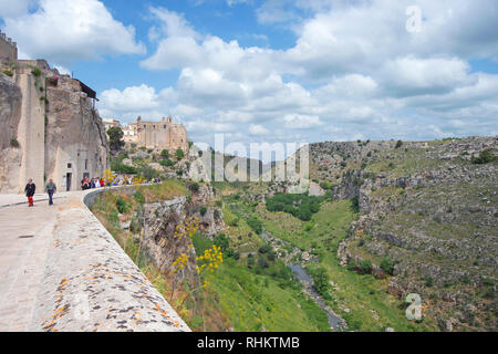 Gravina Schlucht und der murgia Plateau, Matera, Basilikata, Italien Stockfoto