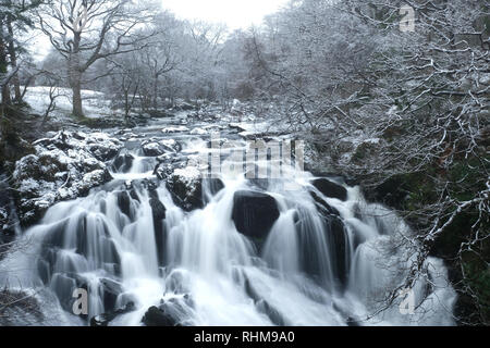 Swallow Falls auf dem Fluss Llugwy in der Nähe von Betws-y-Coed in Snowdonia, Wales Stockfoto