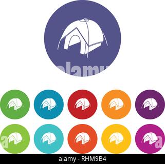 Zelt Icons Set Vector Farbe Stock Vektor