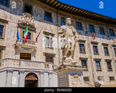 Scuola Normale Superiore, Detail der Hauptgebäude in Knights' Square, Pisa, Italien Stockfoto