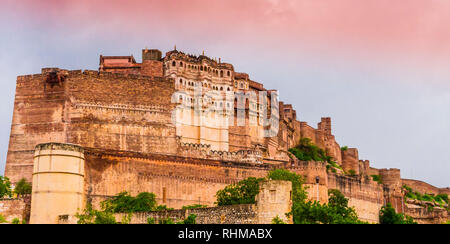 Panoramablick auf Mehrangarh Fort, Jodhpur-stiefeletten aus, Rajasthan, Indien Stockfoto