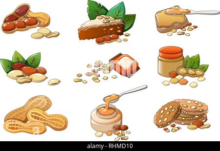 Peanut Symbole, Cartoon Stil Stock Vektor