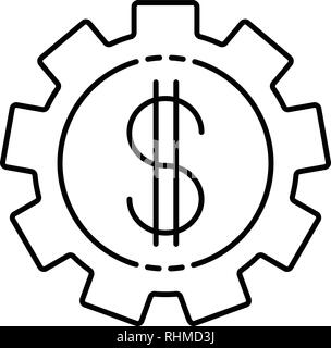 Zahnrad geld Symbol, outline Style Stock Vektor