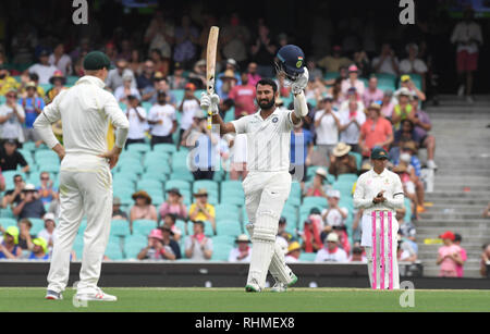 Indien dominiert der erste Tag der abschließenden Test gegen Australien durch ein Jahrhundert von Cheteshwar Pujara bietet: Cheteshwar Pujara Wo: Sydney, Australien: 03 Jan 2019 Credit: WENN.com Stockfoto