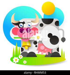 Kuh. cartoon Vektor-illustration Flachbild für Ihr Design. Stock Vektor