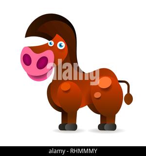 Cute Cartoon Pferd auf weißem Hintergrund Vector Illustration auf weißem Hintergrund Stock Vektor