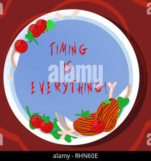Konzeptionelle Hand schreiben, Timing ist alles. Business Foto präsentiert, wenn die Zeit reif ist, wird alles an seinen richtigen Platz fallen. Hand gezeichnet Lam Stockfoto