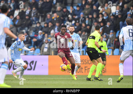 Ferrara, Italien. 03 Feb, 2019. Foto Massimo Paolone/LaPresse 3 Febbraio 2019 Ferrara, Italien Sport calcio Spal vs Turin - Campionato di calcio Serie A TIM 2018/2019 - Stadio" Paolo Mazza" Nella Foto: Soualiho Meite (Torino FC) in azione Foto Massimo Paolone/LaPresse Februar 3, 2019 Ferrara, Italien Sport Fussball Spal vs Torino - Italienische Fußball-Liga einen TIM 2018/2019 - "Paolo Mazza" Stadion. Credit: LaPresse/Alamy leben Nachrichten Stockfoto